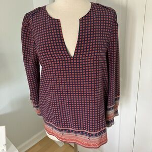 - JOIE  Women's Silk Blouse Crepe Scarf Pint in Blue /Orange Size Small